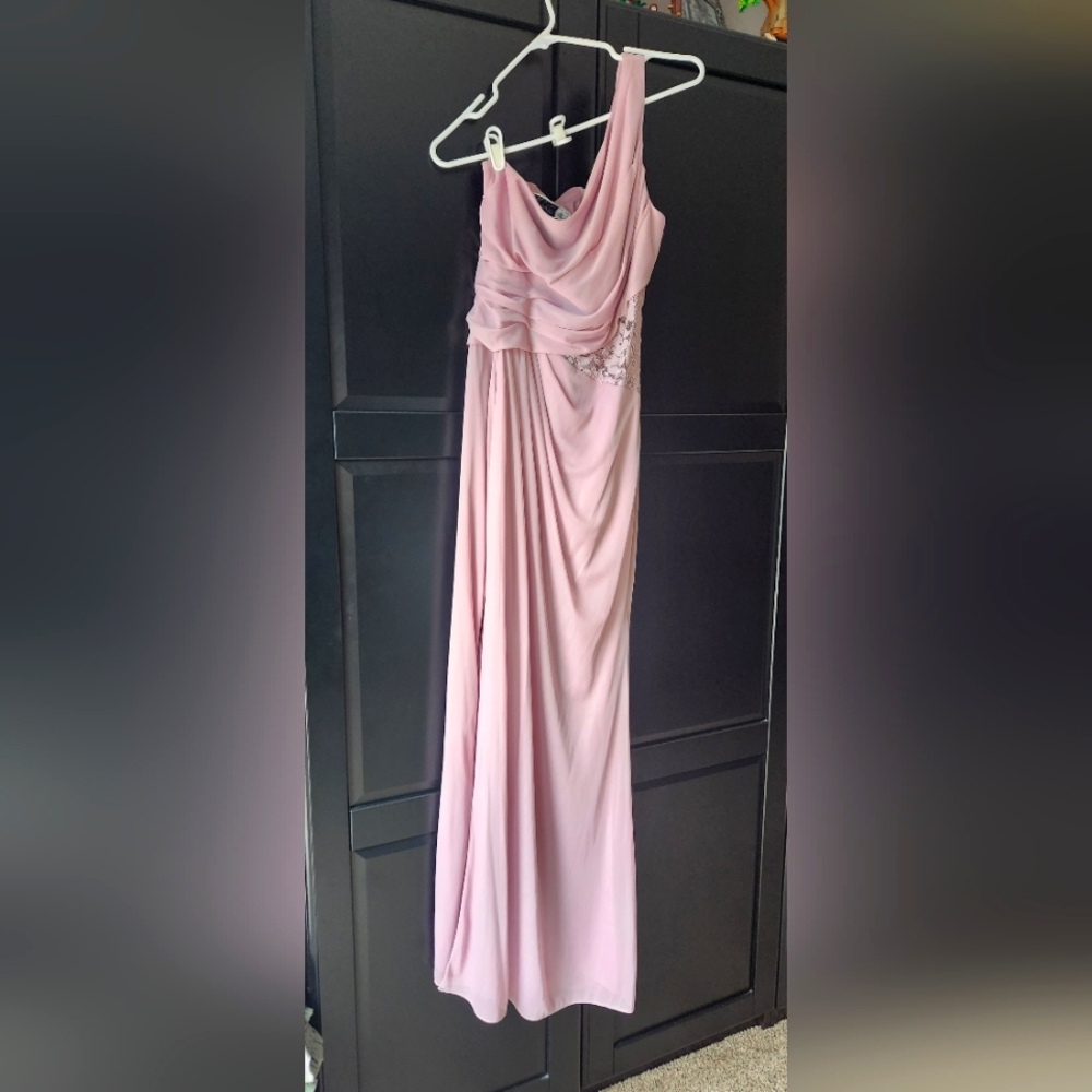 One Shoulder Bridesmaid Dress, Size 12, Quartz